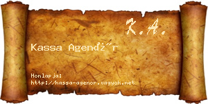Kassa Agenór névjegykártya